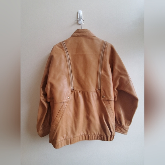 Vintage Genuine Leather Jacket 3 ways to wear - Trendy! with dropped armhole - Picture 4 of 13